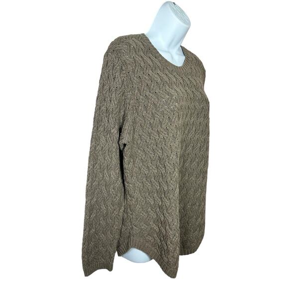 Jeanne Pierre Sweater Women's Extra Large Brown Pullover Long Sleeve Cable Knit - Picture 5 of 7